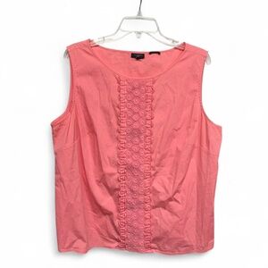 Talbots Woman Pink Eyelet Lace Front Sleeveless Shell - 20W